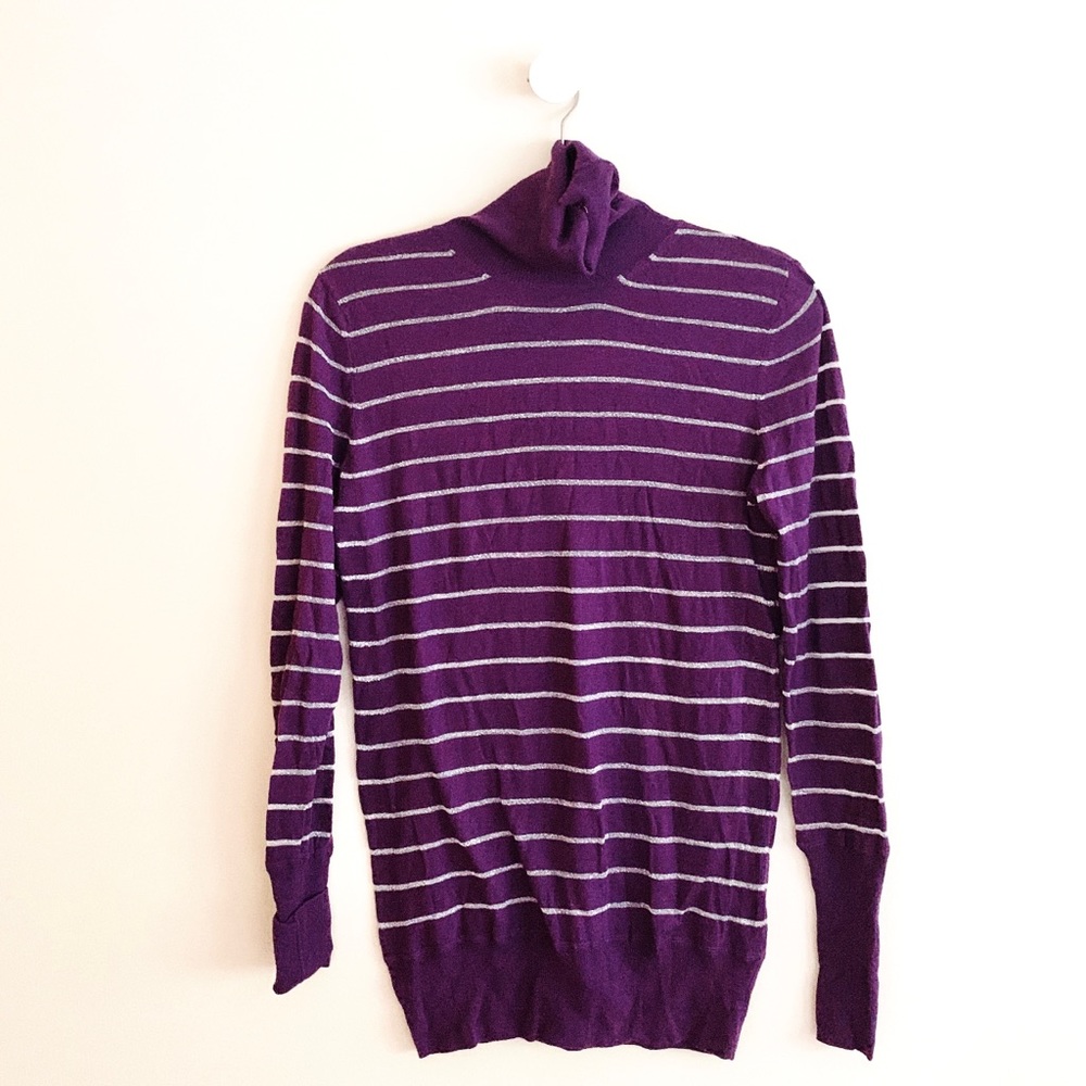 Express Wool Blend Striped Turtle Neck Sweater - image 1